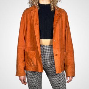 Burnt Orange Suede Leather Jacket